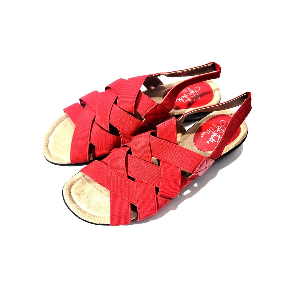 Life Stride Ankle Straps Sandals Red Sz 8.5M